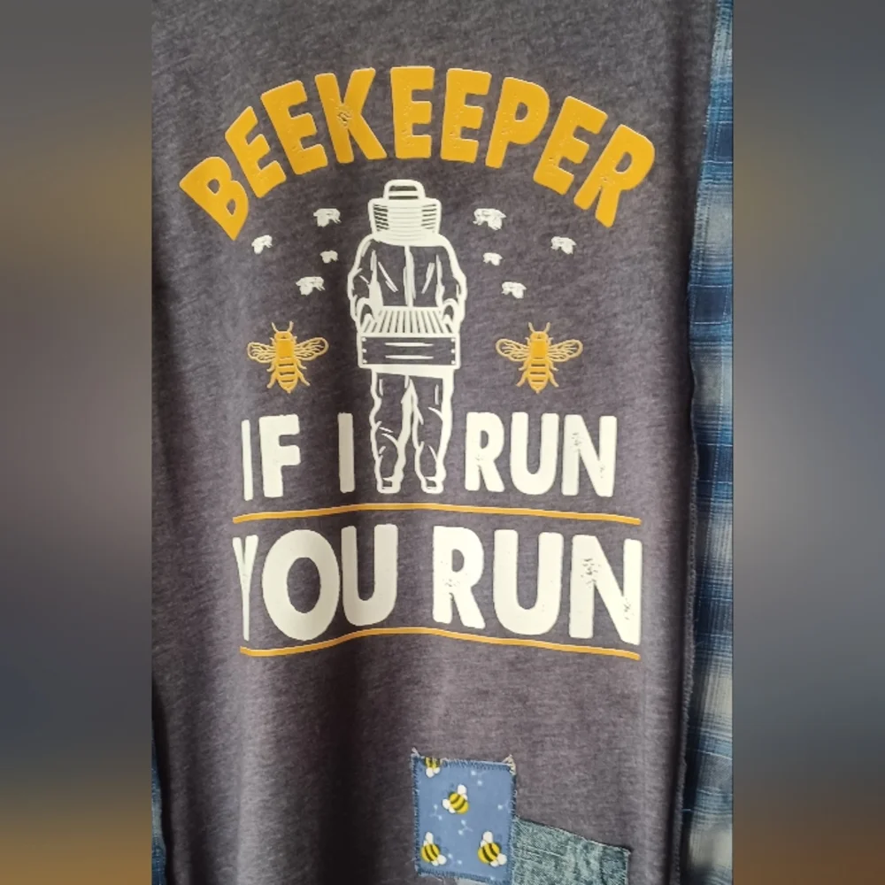 Blue Upcycled Graphic Long Sleeve Shirt - Picture 5 of 9